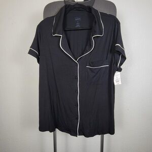 Auden Women's Black Pajama Top with White‎ Trim